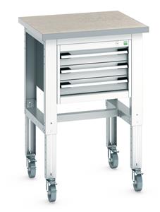 Mobile Moveable Production Line  Component Workstands Bott 3 Drawer Adjustable Lino Workstand 750x750x840-1140mm H